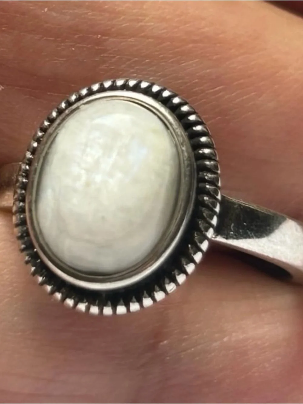 Sterling Silver S925 White Milky Moonstone Oval Ring Size 8 New S 925 jewelry